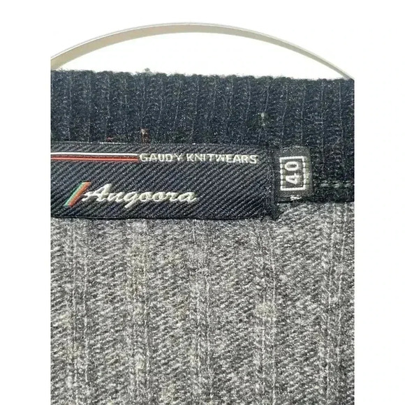 Gaudy Knitwears Angora V-Neck Sweater Vest Mens 40 Gray/Black Vintage - Picture 2 of 3